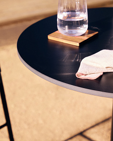 Esilda высокий круглый садовый стол черный с черной металлической основой Ø 60x96 см