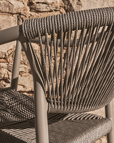 Уличный стул Livadia из алюминия цвета таупе и веревки