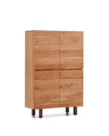 Буфет Uxue из массива акации с беленой отделкой и черной сталью 100 x 155