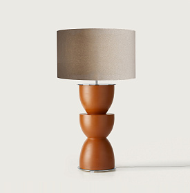 Настольная лама Metric хромированный металл, абажур из темного льна 801129/41