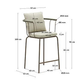 Salguer Барный стул из веревки и стали окрашенный в коричневый цвет