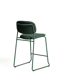 Полубарный стул Meli из зеленой синели с металлическими ножками, 65 см