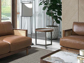 Круглый журнальный столик 2130/437-B из ореха и керамики