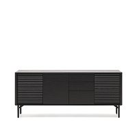 Комод Lenon с 3 дверцами и 3 ящиками черный из массива и шпона дуба