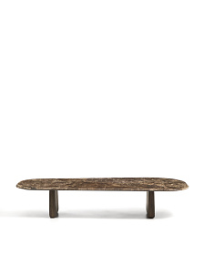 Журнальный столик Pirita из коричневого мрамора с ножками из дуба с темной отделкой, 147 x 65 см