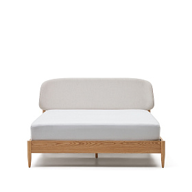 Octavia Кровать из ясеневой фанеры с белым мягким изголовьем 180 x 200 см
