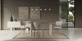 Обеденный стол WABI SABI натуральное дерево, бело-кремовый лак