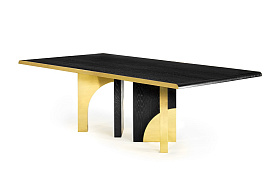 Обеденный стол Utopia Polished Brass/ черный дуб