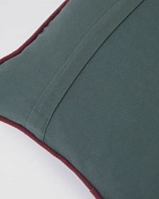 Чехол для подушки Kelaia 100% хлопок вельветовый зеленый с оранжевой окантовкой 45 x 45 cm