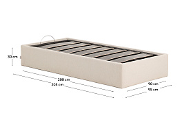Основание кровати Nelzi из шенилла цвета экрю для матраса 90 x 200 см