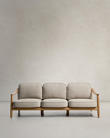 Уличный 3-х местный диван Elunda из тикового дерева и бежевой веревки