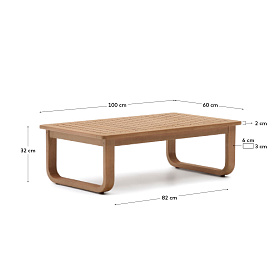 Sacaleta Уличный журнальный столик из массива эвкалипта 100 x 60 см