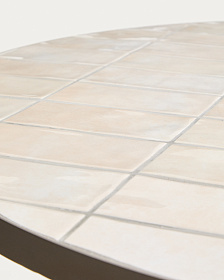 Уличный стол Tella из бежевой стали с бежевой плиткой 90 см