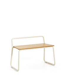 Скамейка из ясеневого шпона Tinn с бежевой металлической конструкцией, 75 см