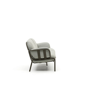 Уличный диван Joncols из серой ткани и зеленым алюминиевым каркасом 225 см