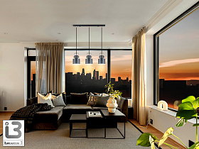 Erika Линейный подвес 3L черный-медный