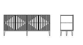 Сервант MENORCA шпон ореха F (V36F), темно-серый матовый лак (P21)
