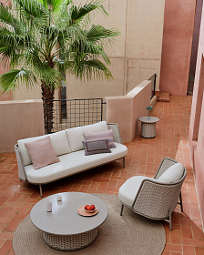 Уличный журнальный столик Sedalis из алюминия и веревки серого цвета Ø99 см