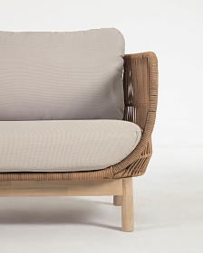 3-местный диван Catalina из бежевой веревки и массива акации