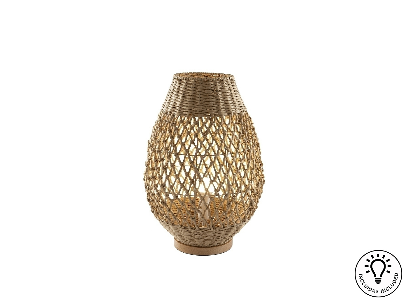 Большая настольная лампа YAIZA с абажуром из бумажной веревки