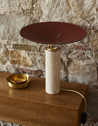 Настольная лампа Rebound Travertine коричневая кожа