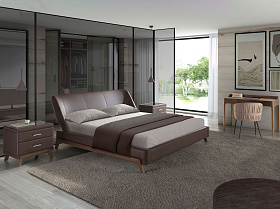 Письменный стол 7147/DE20041 ореховый с верхом из экокожи