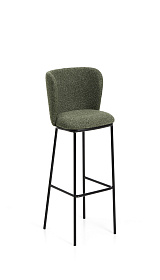 Барный стул Ciselia из темно-зеленого шенилла с ножками из черной стали