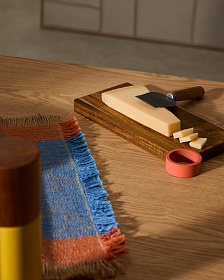 Сервировочная доска Zairin из акации с ручкой из розового металла