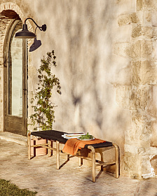 Скамейка Alipa из массива акации и веревки темно-серого цвета