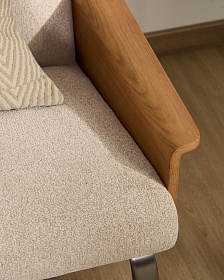 3-местный диван Amsen бежевый с подлокотниками из шпона дуба