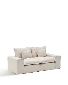 Anarela бежевый льняной диван 2-местный со съемным чехлом и подушками 240 см