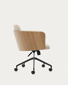 Madai Офисный стул из бежевой синели и ясеневого шпона с натуральной отделкой