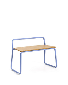 Скамейка из ясеневого шпона Tinn с синей металлической конструкцией, 75 см