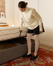 Кровать c подъемным механизмом Nahiri 160x200 серая