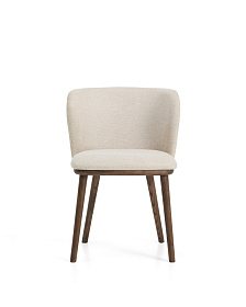 Стул Ciselia из бежевого шенилла с ножками из ясеня в отделке орех