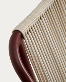 Уличный стул Zivia из веревки цвета экрю и стали бордового цвета