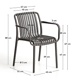 Уличный стул Isabellini из пластика графитового цвета
