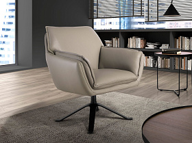 Кресло поворотное 5125/KFA017-T541029 из серой кожи