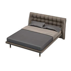 Кровать с решеткой Altea экокожа PU162, черный матовый лак, латунь