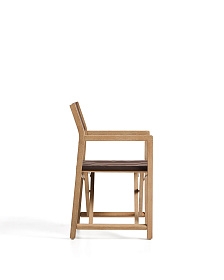 Складной уличный стул Vilara коричнево-бежевый с каркасом из акации