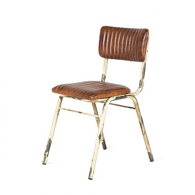 Стул с кожаным сиденьем Romina с белыми ножками