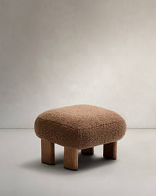 Пуф Cabana Taupe Boucle с ножками в отделке орех 65x55,4 