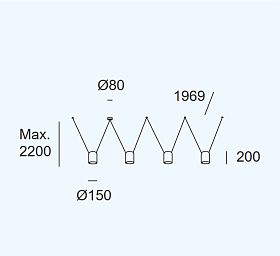 Подвес Attic 4 bodies Rectangular Shape 2200mm 00-8382-05-14