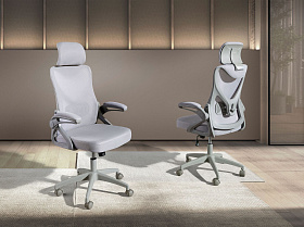 Вращающееся офисное кресло 4153 из серой ткани