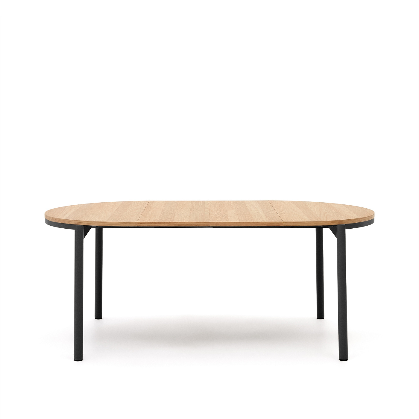 Montuiri раздвижной круглый стол из дубового шпона с черными ножками