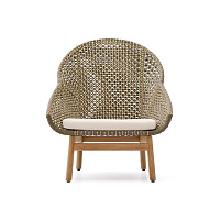 Кресло Olbia с высокой спинкой из искусственного ротанга и массива тика