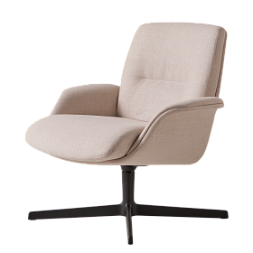 Кресло Rever со средней спинкой, мягкой обивкой и алюминиевым поворотным основанием с 4 спицами.