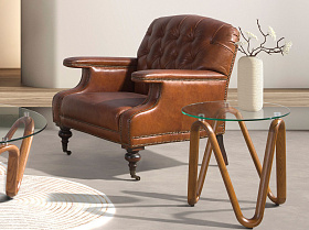 Приставной столик 2125/LT20048 из стекла и ореха