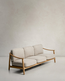 Уличный 3-х местный диван Elunda из тикового дерева и бежевой веревки