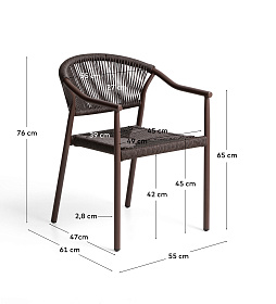 Уличный стул Livadia из коричневого алюминия и веревки